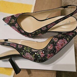 Georgeous Rhinestone evening slingback pumps with pointed toe and fabulous heel
